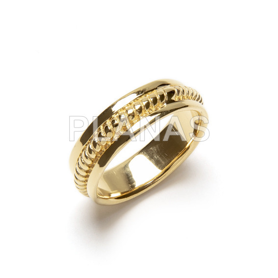 Brass ring plated in 1 micra gold.