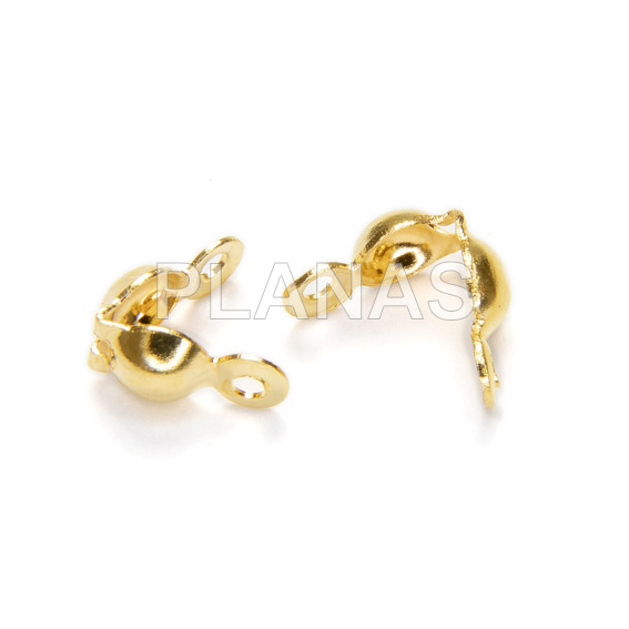 Knots cover in stainless steel and gold bath. 14x3mm.