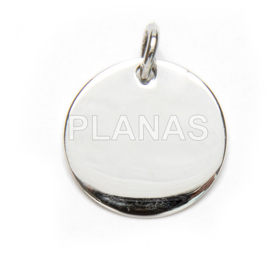 Round sterling silver plate 14mm.