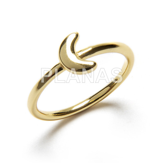 Gold plated sterling silver ring with 1 micron luna.