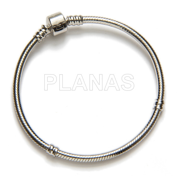 Semi rigid bracelet in sterling silver for charms.
