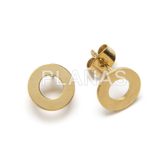 Pendientes en Acero Inoxidable y Baño Oro.CIRCULO.