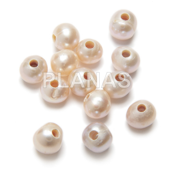 Freshwater cultured pearls, pink 10mm.