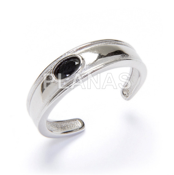 Ring in rhodium sterling silver and black zirconia.