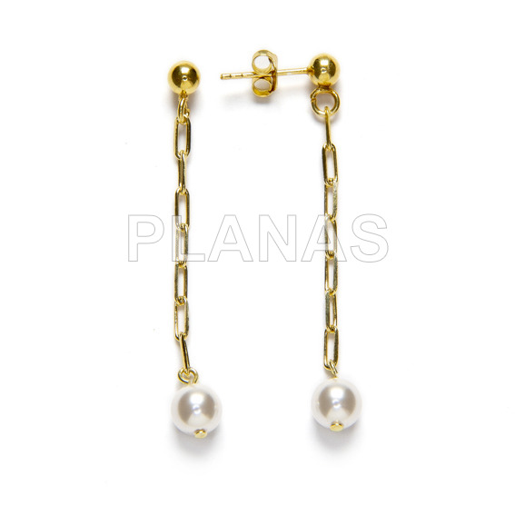 Sterling silver and gold plated earrings with 6mm swarovski pearl.