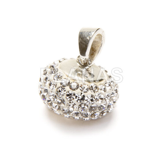 Pendant in sterling silver and crystal, white color.