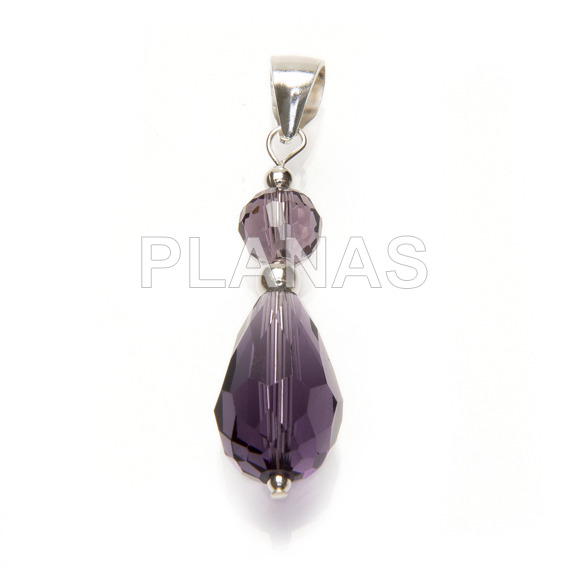 Pendant in sterling silver and amethyst zircons.