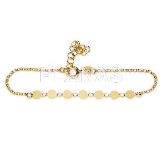 Pulsera en Plata de ley y baño oro.CIRCULOS.