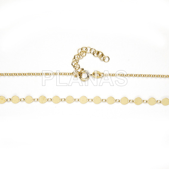 Collar en Plata de ley y baño oro.CIRCULOS.