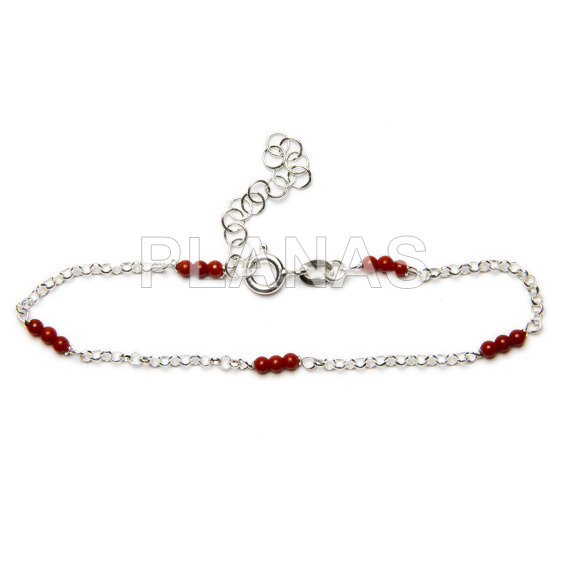 Sterling silver bracelet with coral balls.