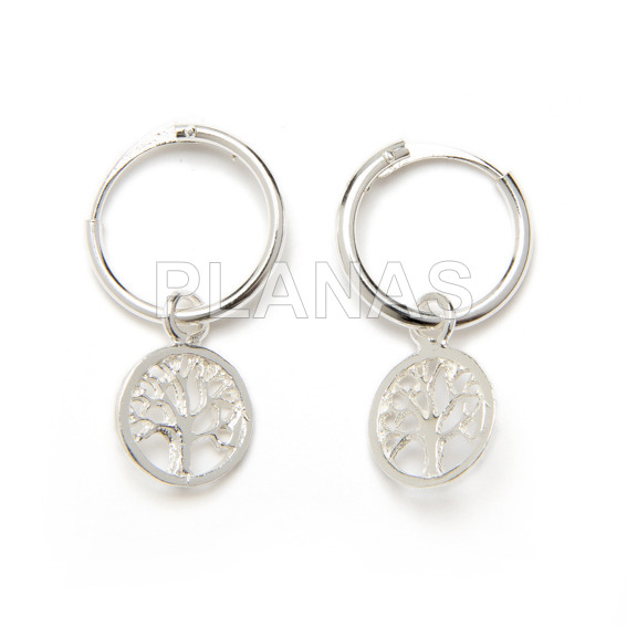 Sterling silver hoops tree of life.