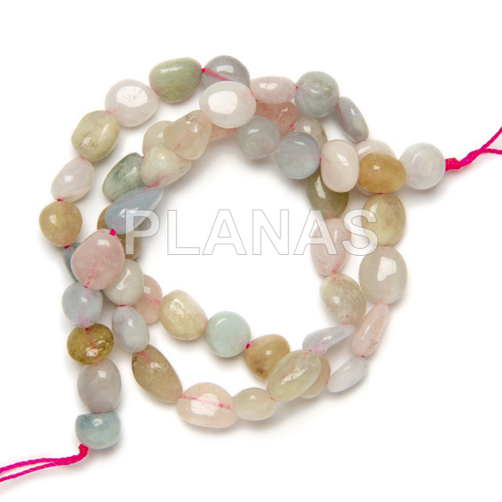 String of beads in natural morganite, 6x8mm.