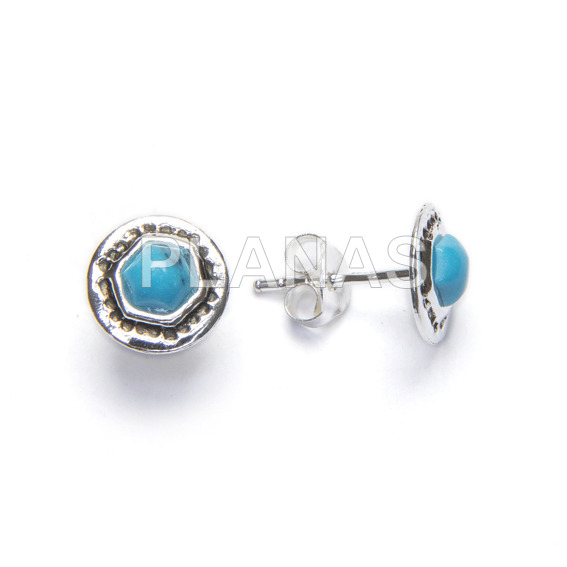 Earrings in sterling silver and turquoise.