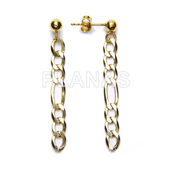 Sterling silver and gold plated earrings with figaro chain.