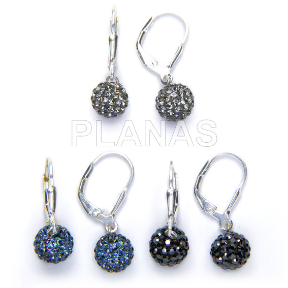 Earrings in sterling silver and crystal with catalan clasp.