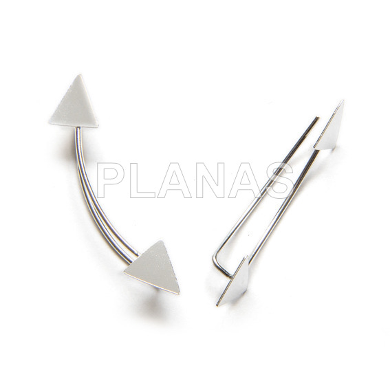 Pendientes Trepadores en Plata de Ley.TRIANGULO.