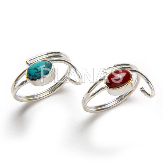 Ring in sterling silver and natural stones.