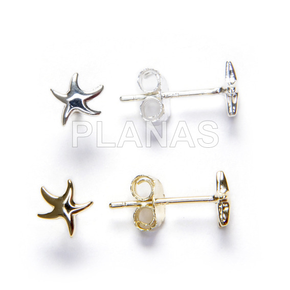 Pendientes en Plata de ley.ESTRELLA DE MAR.