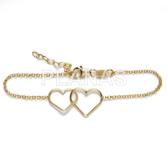 Pulseira de prata esterlina coraÇÕes.