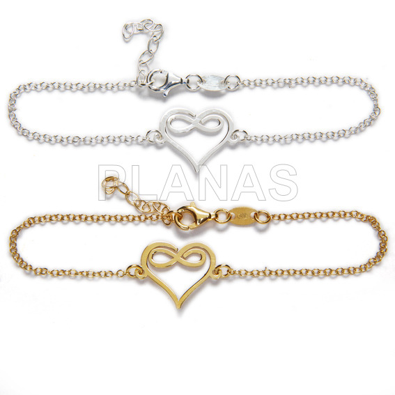 Sterling silver bracelet. infinity and heart.