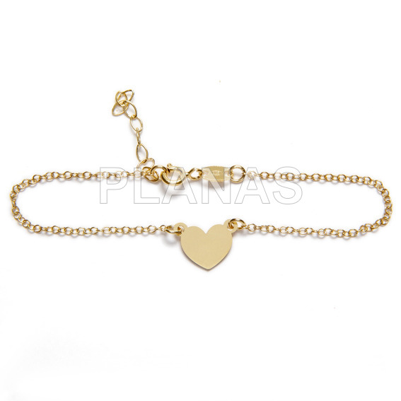 Pulsera en plata de ley y Baño Oro.CORAZÓN.