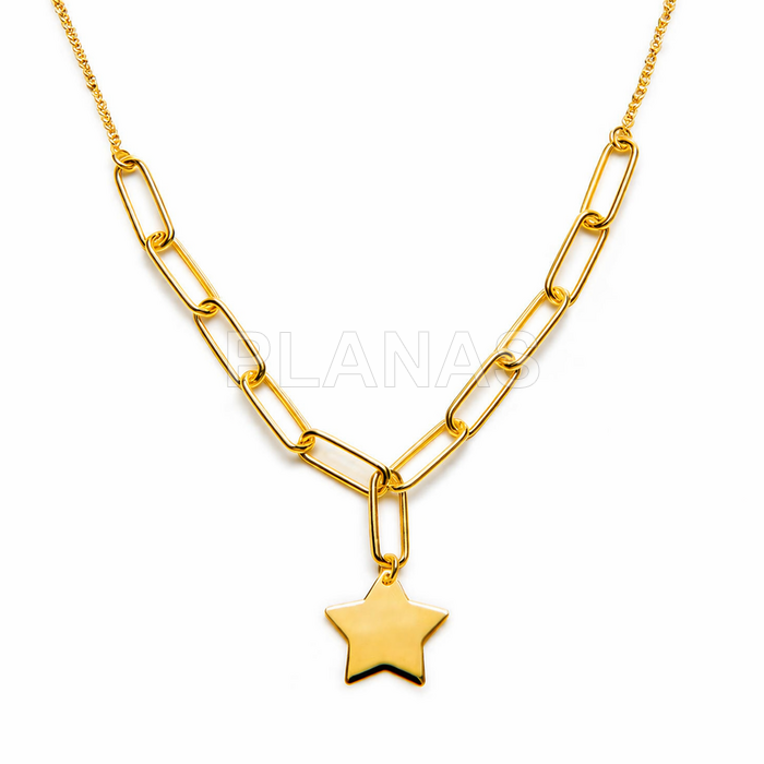 Collar en Plata de Ley y Baño Oro .ESTRELLA.
