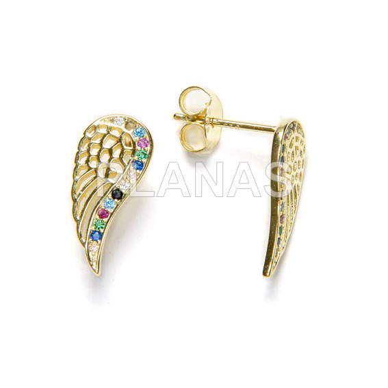 Brincos em prata ródio e zircões coloridos.ala.