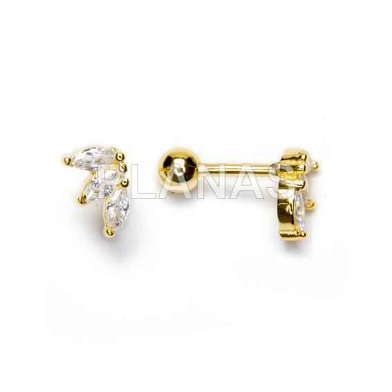 Earrings in sterling silver and gold / zirconia bath with screw closure.