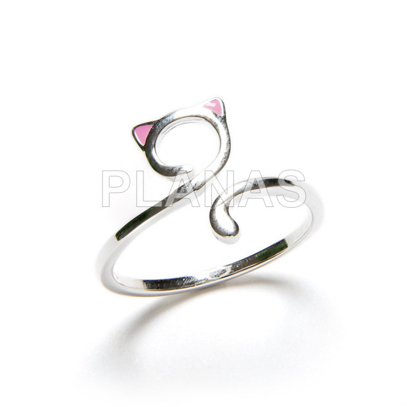 Ring in sterling silver and enameled ears. cat.