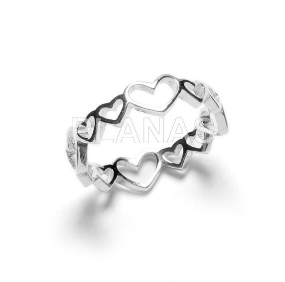 Sterling silver ring. hearts.