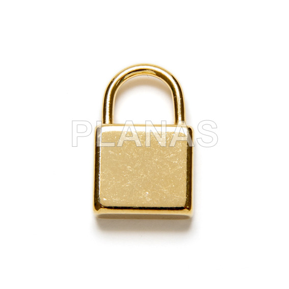 Mini pingente em aço inox e gold bath.candado.