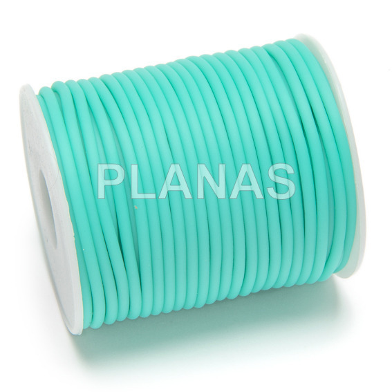3mm hollow rubber coil. turquoise color.