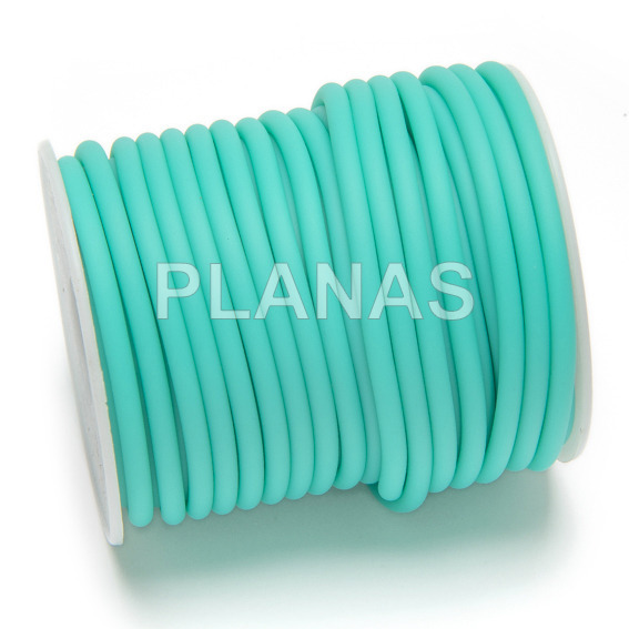 4mm hollow rubber coil. turquoise color.