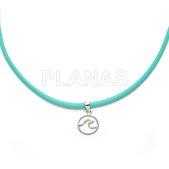 Necklace in sterling silver and 2mm turquoise rubber.ola.