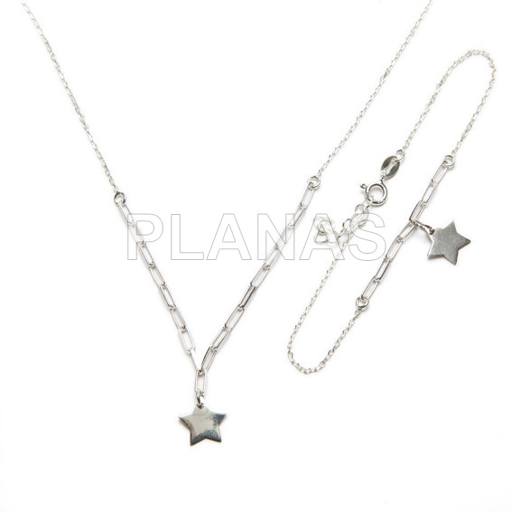 Set in sterling silver of 2 pieces, necklace and bracelet. star.