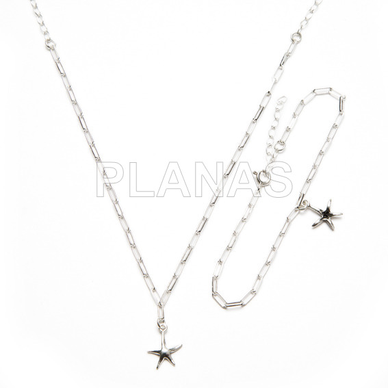 Set in sterling silver of 2 pieces, necklace and bracelet. starfish.