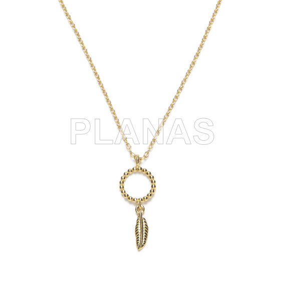 Necklace in sterling silver and gold bath.pluma.