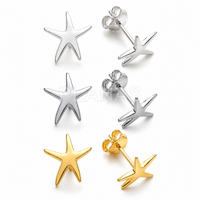 Pendientes en Plata de ley. ESTRELLA DE MAR.