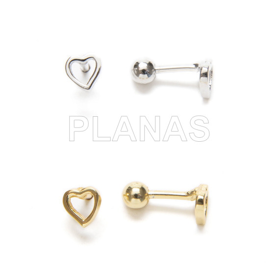 Rhodium plated sterling silver earrings with a 3mm screw closure. heart.