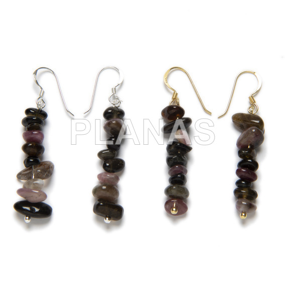 Earrings in sterling silver and tourmaline.