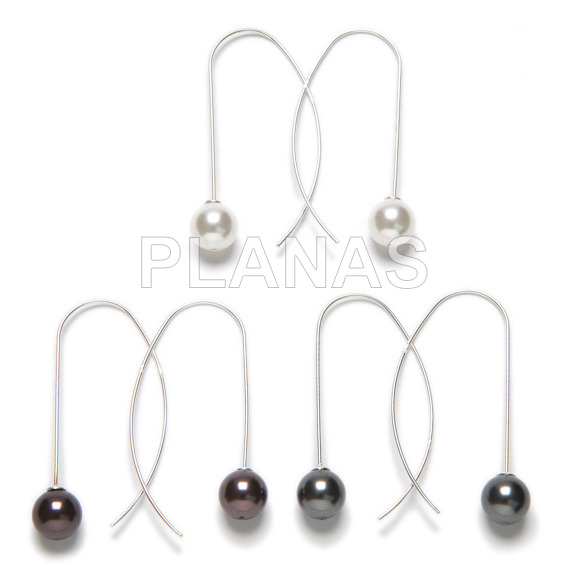 Sterling silver earrings with 10mm swarovski pearls.