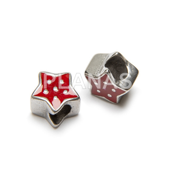 304 stainless steel enamelled spacer, red star.