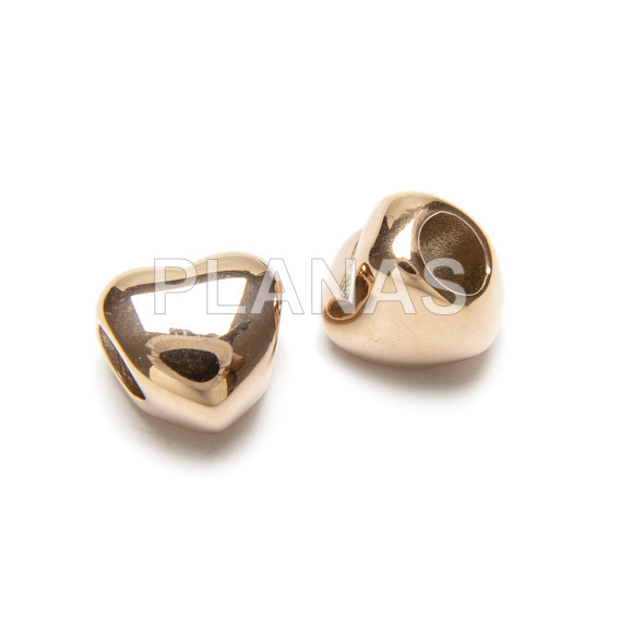 Entrepieza en Acero Inoxidable 304.CORAZÓN ORO ROSA.
