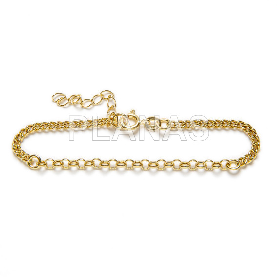 Pulsera en Plata de ley y baño oro.