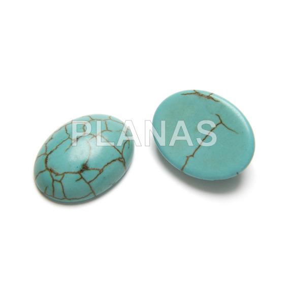 Flat oval cabochon in turquoise.