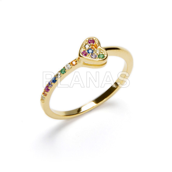 Ring in sterling silver and gold plated zircons with 1 micra. heart.
