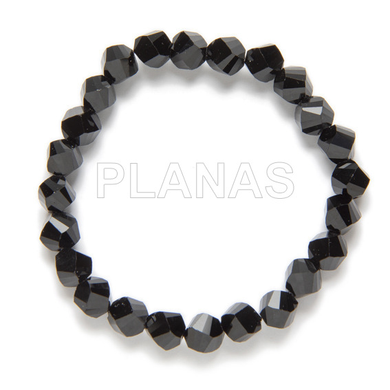 Elastic bracelet with black crystal pieces.