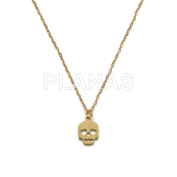 Pendant in stainless steel and gold bath.calavera.
