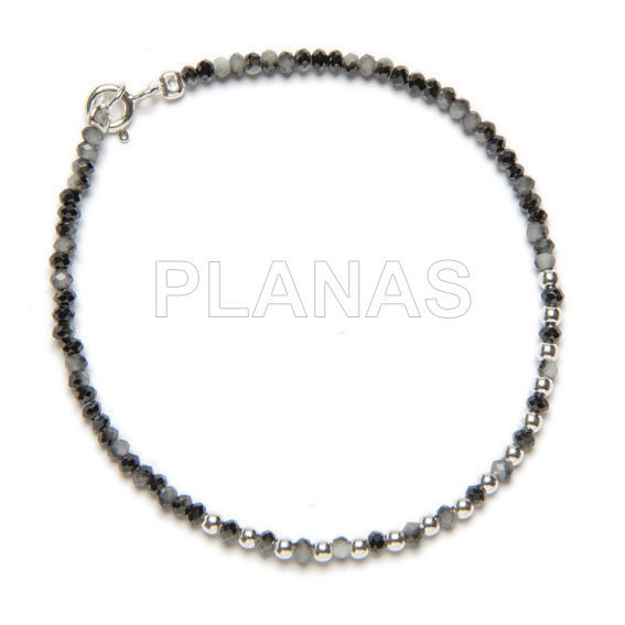 Bracelet in sterling silver and crystal, gray color.