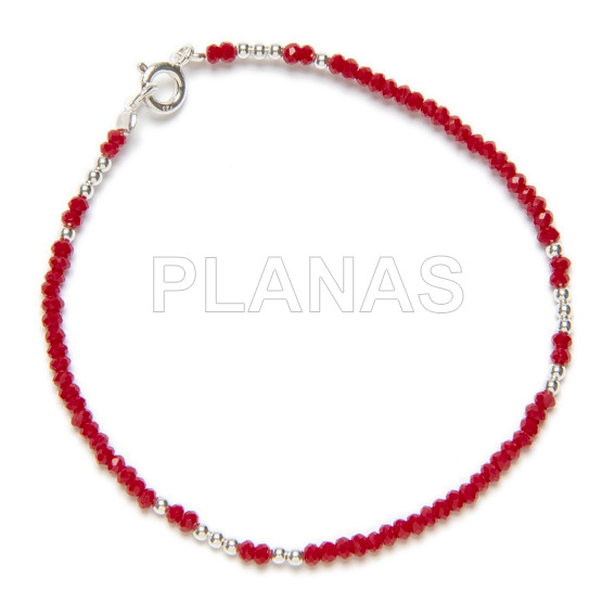 Bracelet in sterling silver and crystal, red color.